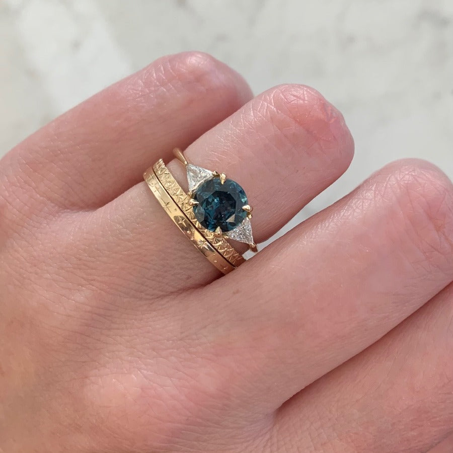 Blue Lagoon Round Brilliant Cut Sapphire and Diamond Ring