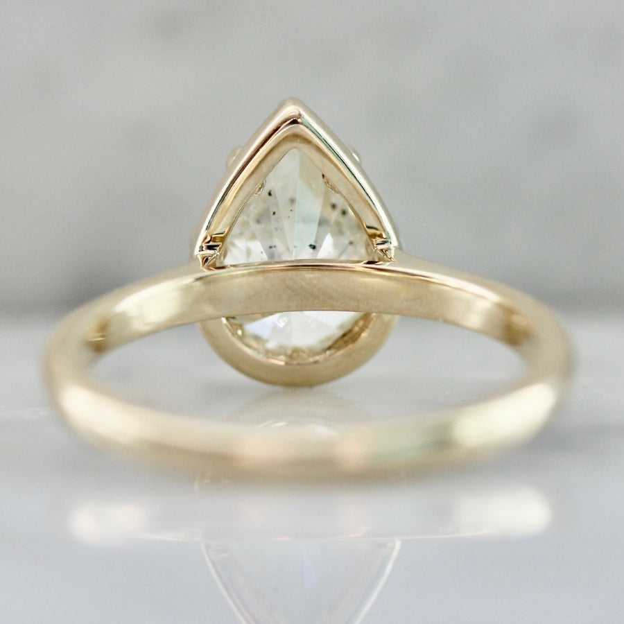 Bottoms Up Salt and Pepper Pear Cut Diamond Ring