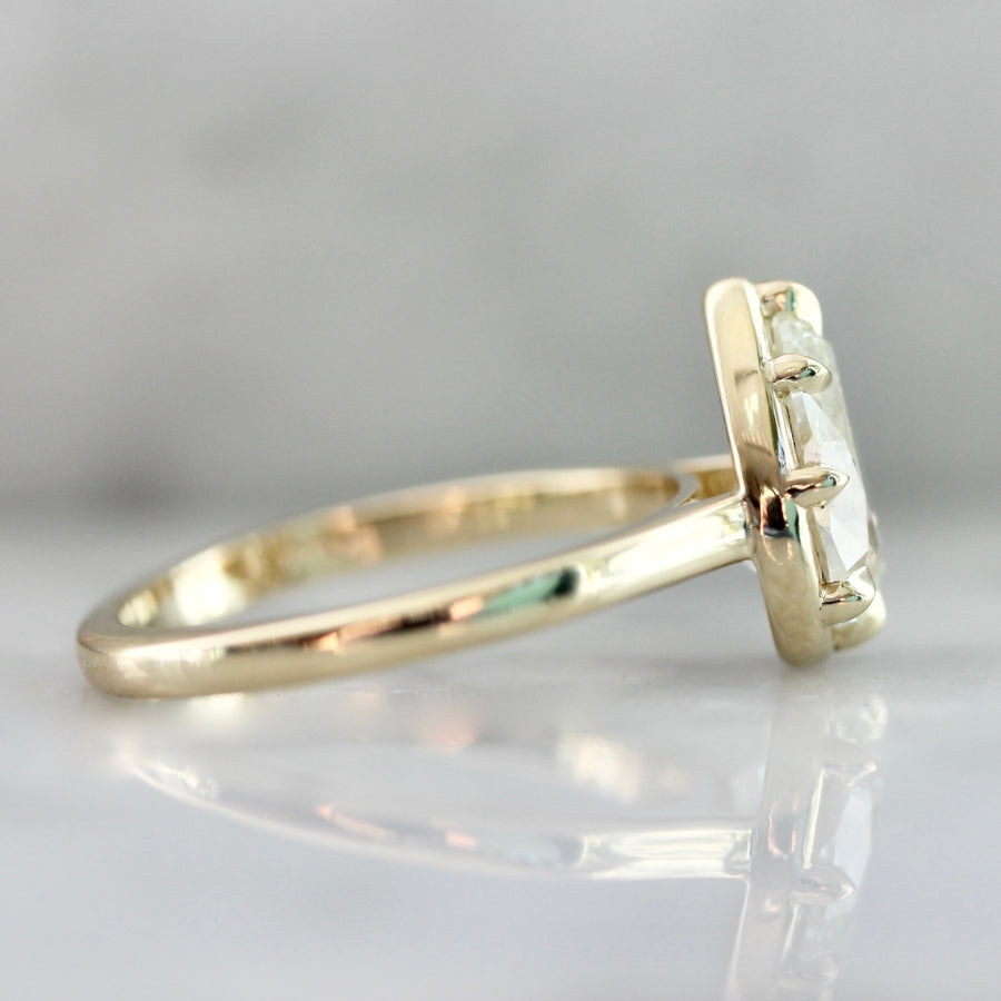 Bottoms Up Salt and Pepper Pear Cut Diamond Ring