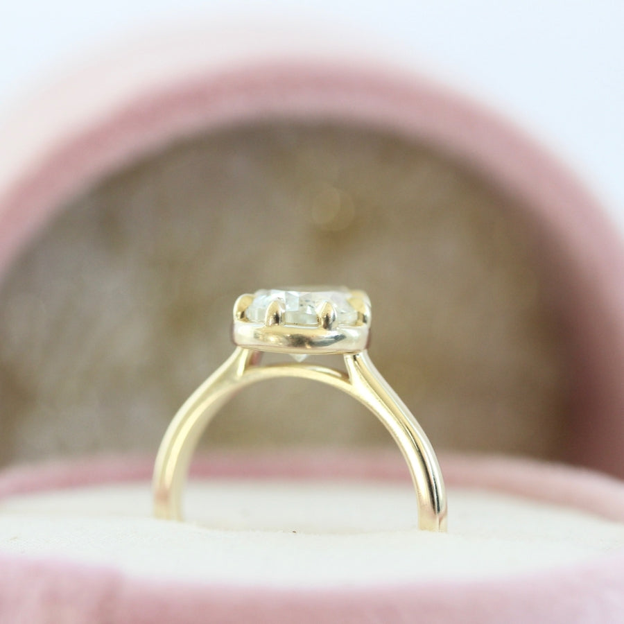 Bottoms Up Salt and Pepper Pear Cut Diamond Ring