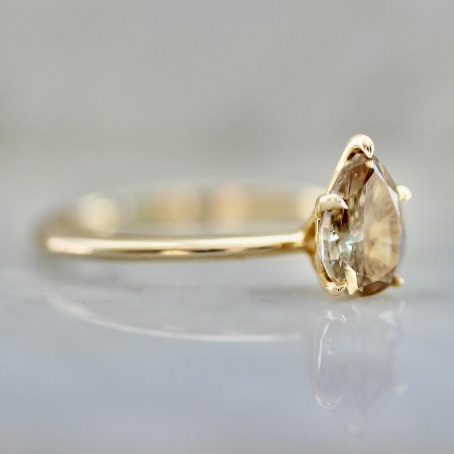 Brown Sugar Champagne Pear Cut Diamond Ring