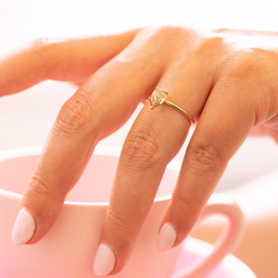 Brown Sugar Champagne Pear Cut Diamond Ring