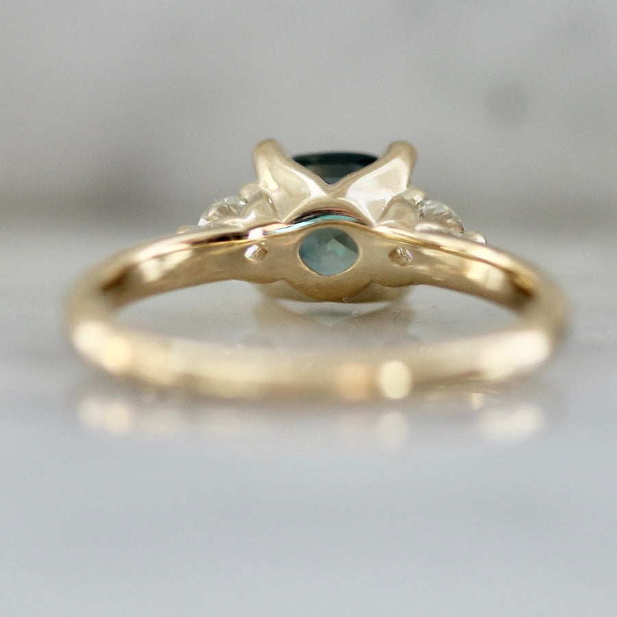 
            Bunny Slope Teal Cushion Cut Sapphire Ring