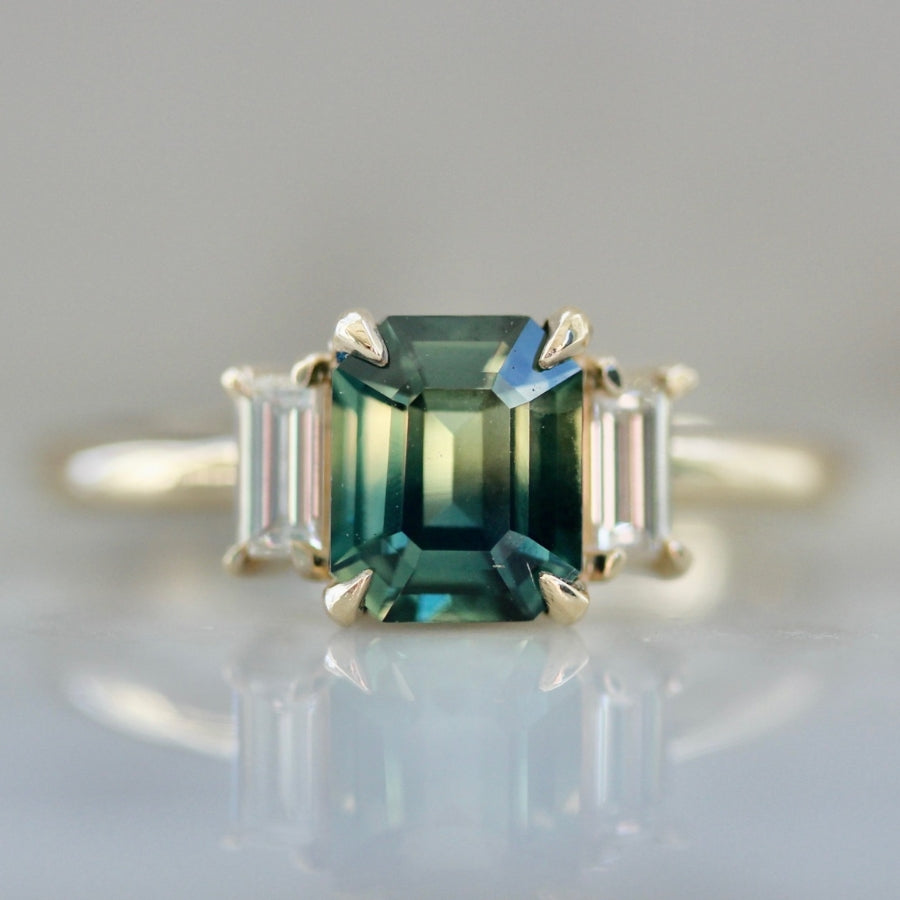 Busta Lime Green-Yellow Emerald Cut Sapphire Ring