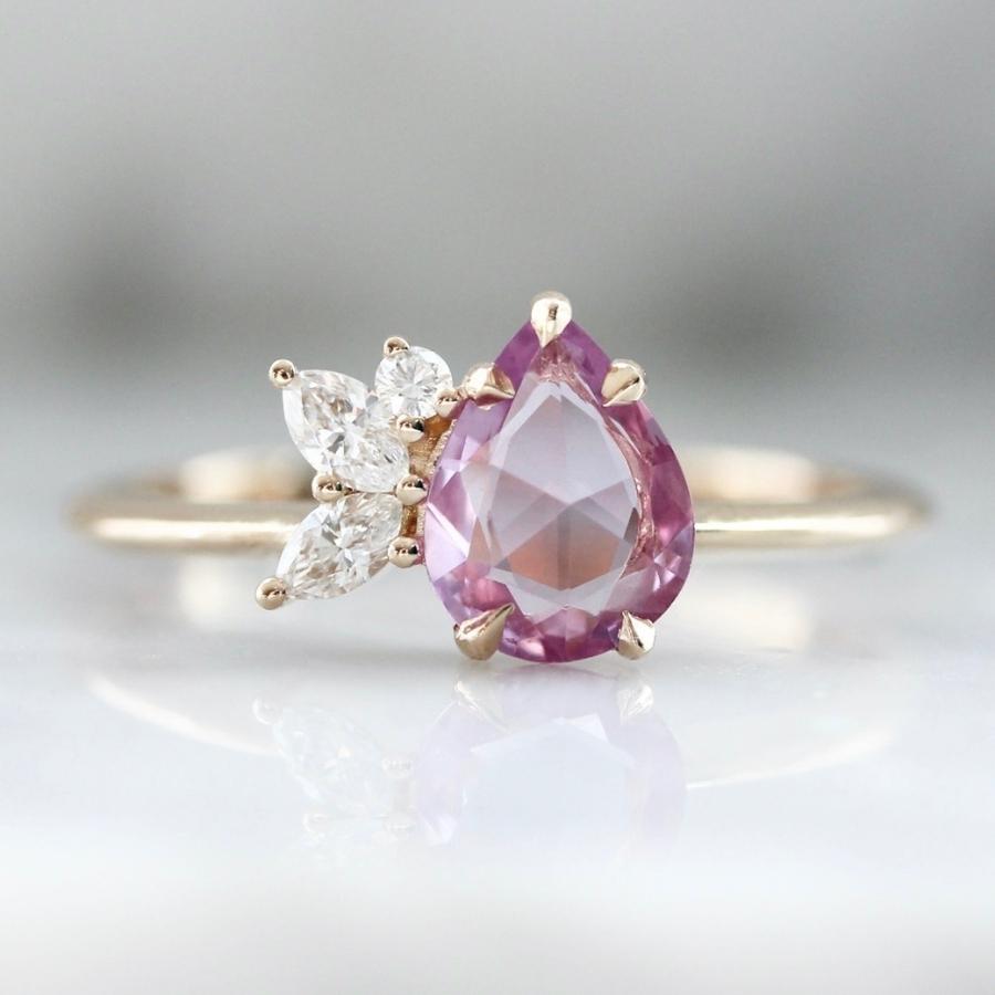 Cake Walk Pink Pear Rose Cut Cluster Ring