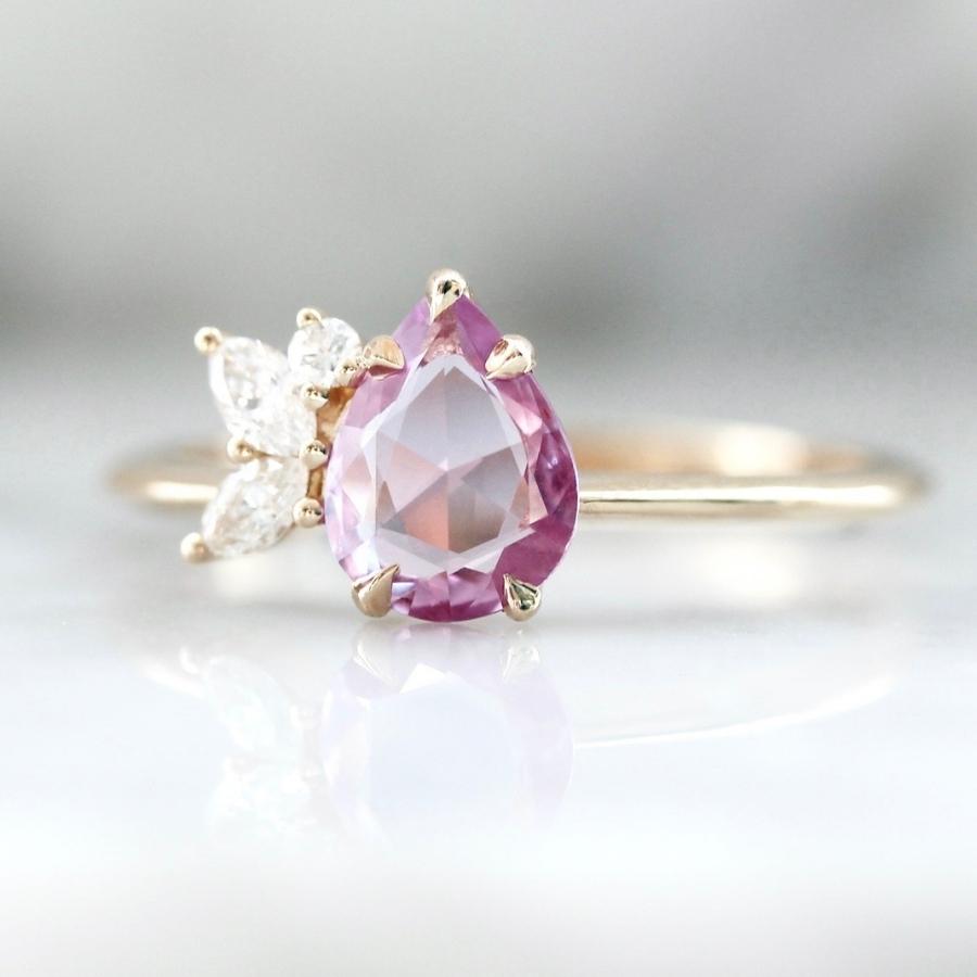 Cake Walk Pink Pear Rose Cut Cluster Ring