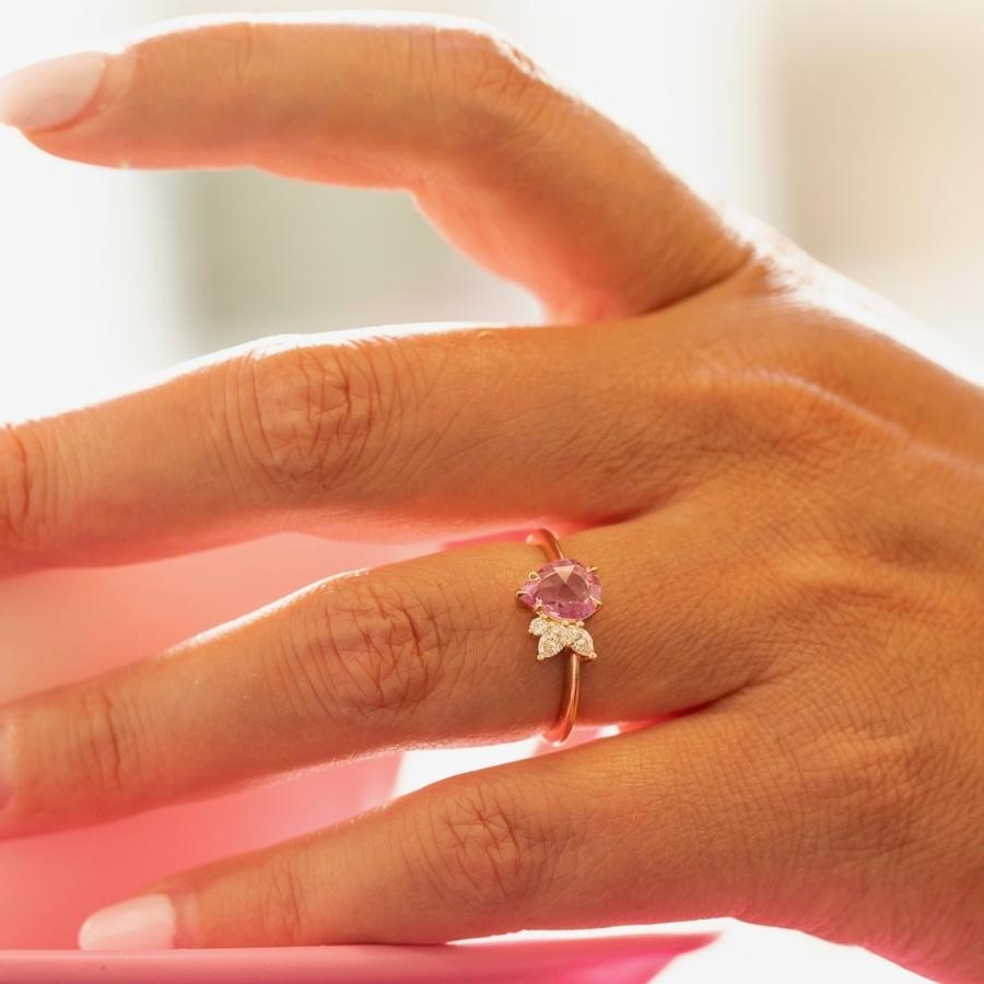 Cake Walk Pink Pear Rose Cut Cluster Ring