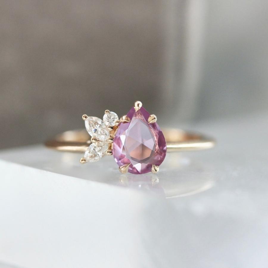 Cake Walk Pink Pear Rose Cut Cluster Ring