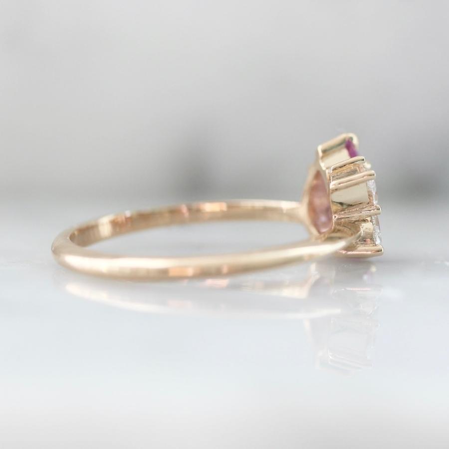 Cake Walk Pink Pear Rose Cut Cluster Ring