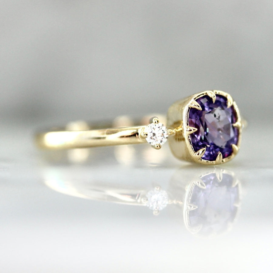 Candied Violets Purple Cushion Cut Sapphire Ring