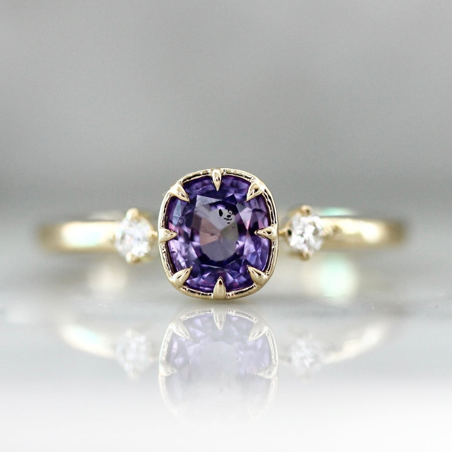 Candied Violets Purple Cushion Cut Sapphire Ring