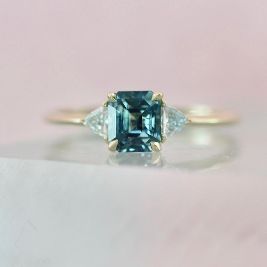 Casablanca Blue Emerald Cut Sapphire Ring