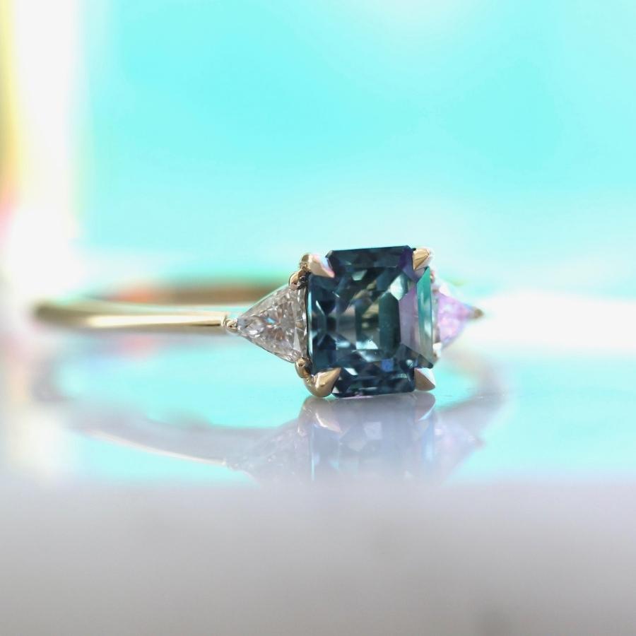 Casablanca Blue Emerald Cut Sapphire Ring