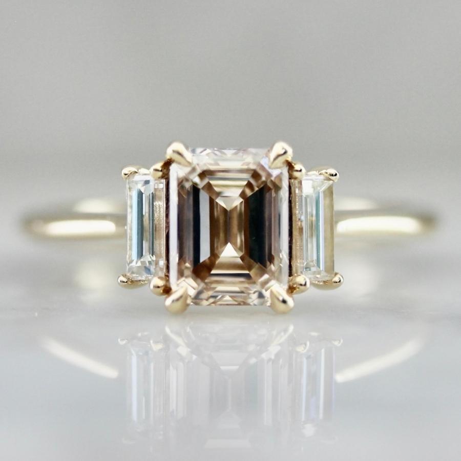 Cashmere Champagne Emerald Cut Diamond Ring