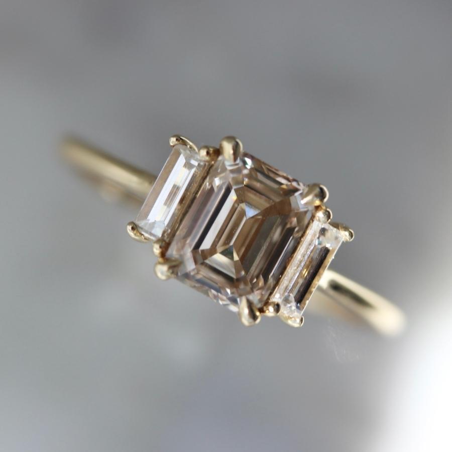Cashmere Champagne Emerald Cut Diamond Ring