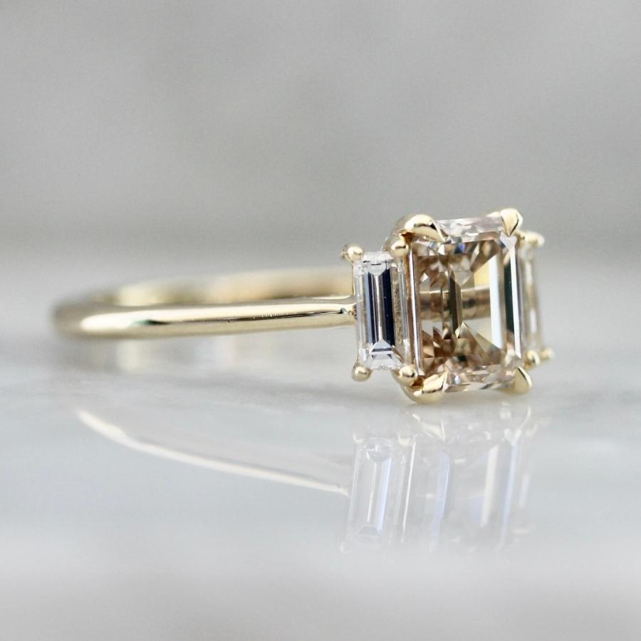 Cashmere Champagne Emerald Cut Diamond Ring