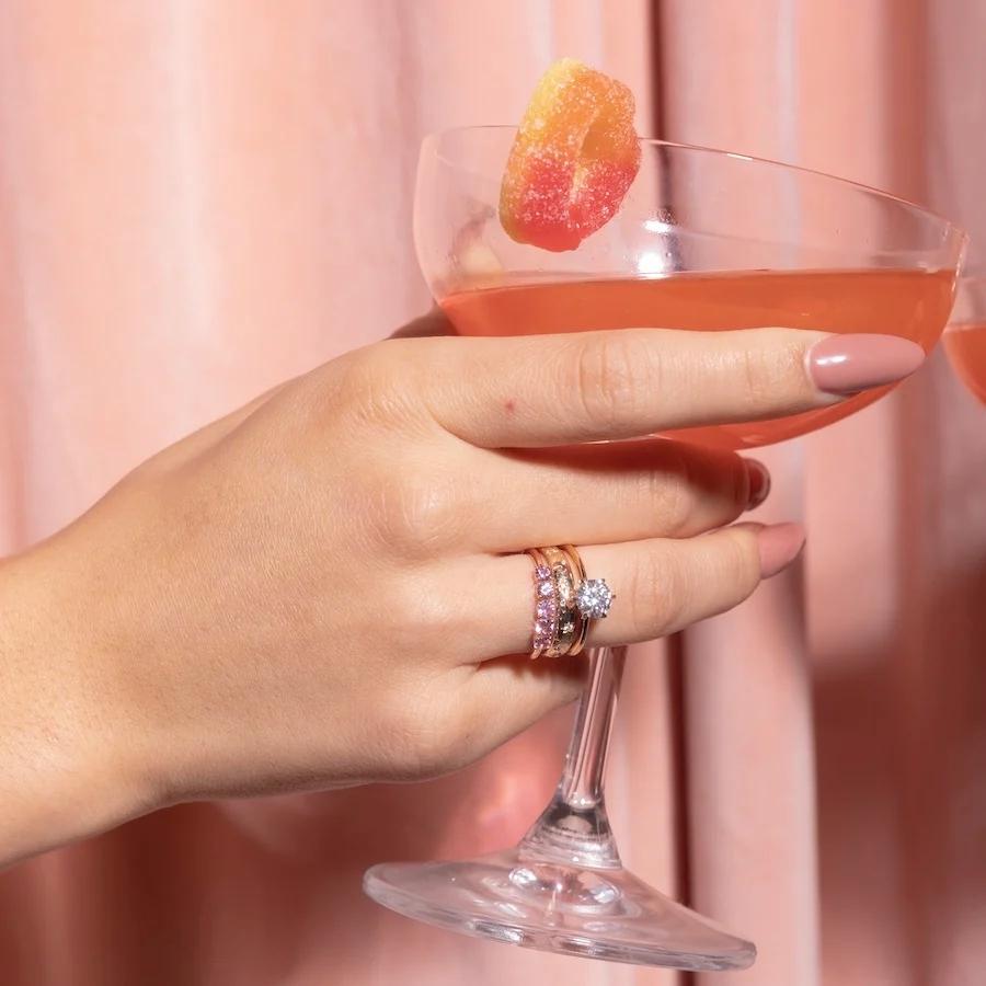 Celeste Rising Star Engraved Diamond Gold Band