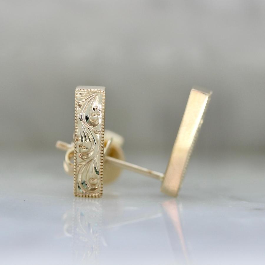 Charmed Engraved Gold Studs