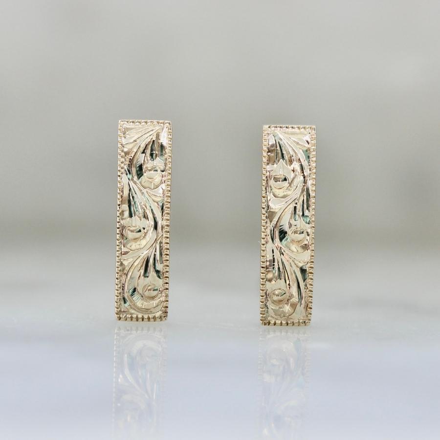 Charmed Engraved Gold Studs