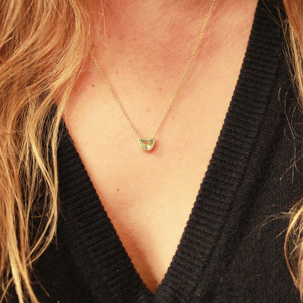 Chrysalis Green Half Moon Cut Tourmaline Necklace