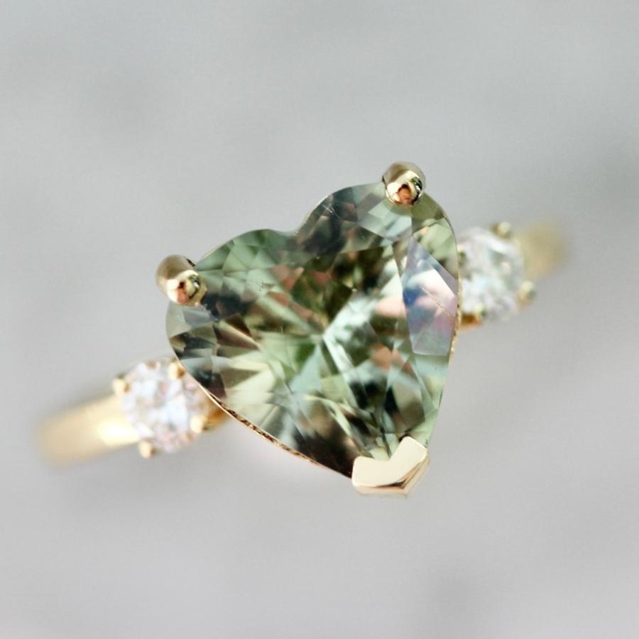 
            Coquette Light Green Heart Cut Tourmaline Ring