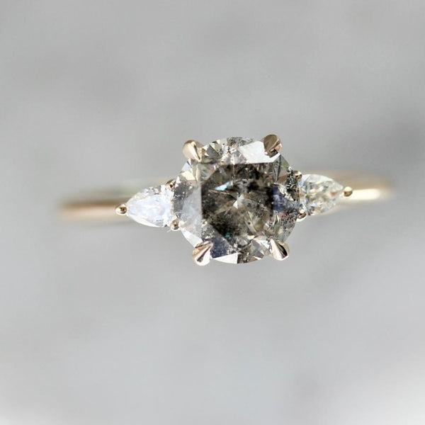 Cosmic Cliffs Salt & Pepper Round Brilliant Cut Diamond Ring