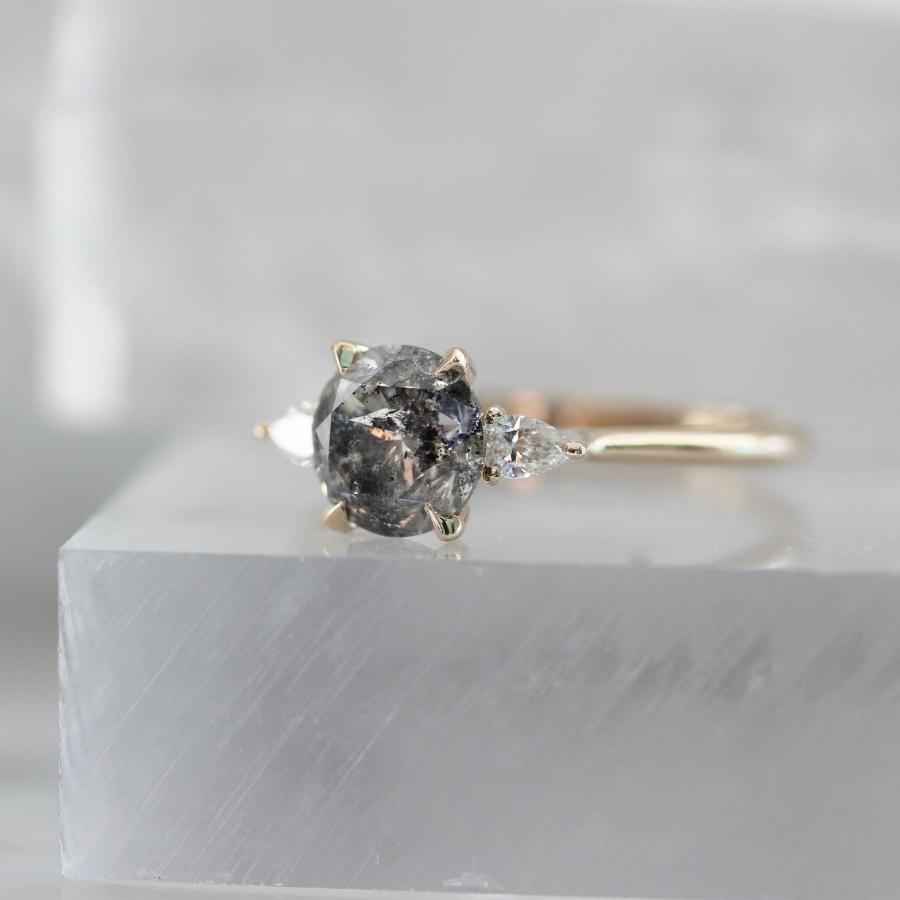 Cosmic Cliffs Salt & Pepper Round Brilliant Cut Diamond Ring