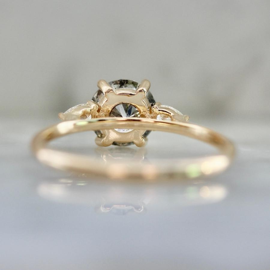 Cosmic Cliffs Salt & Pepper Round Brilliant Cut Diamond Ring