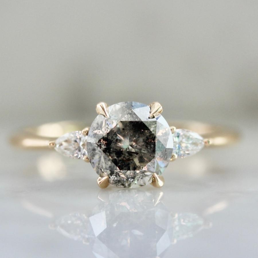 Cosmic Cliffs Salt & Pepper Round Brilliant Cut Diamond Ring