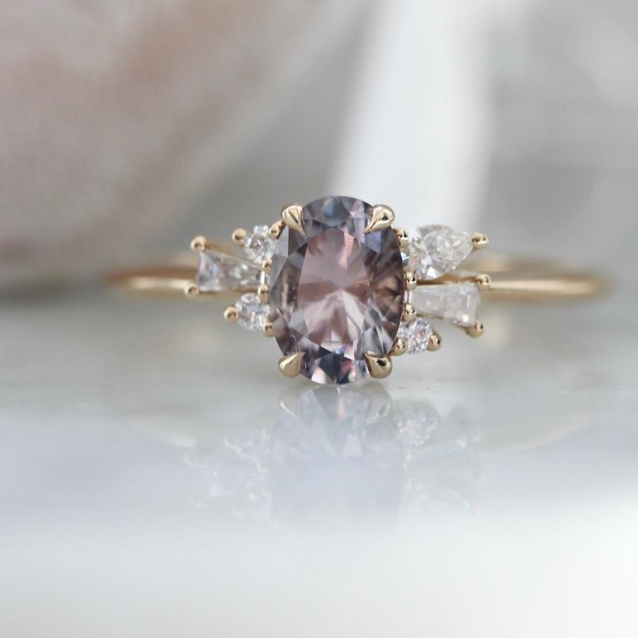 Cosmic Queen Purple Oval Cut Spinel Cluster Ring