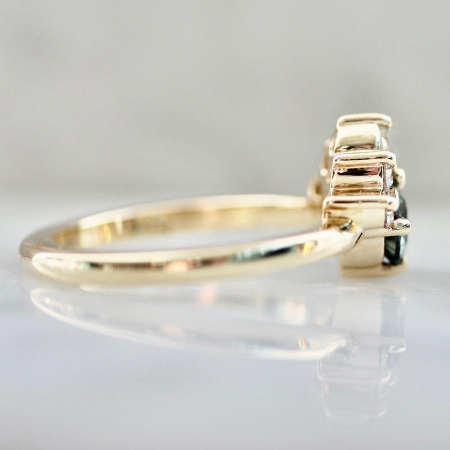 Cove Light Teal Round Brilliant Cut Sapphire Ring