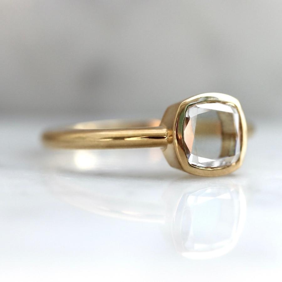 Crosby Light Champagne Cushion Portrait Cut Diamond Ring