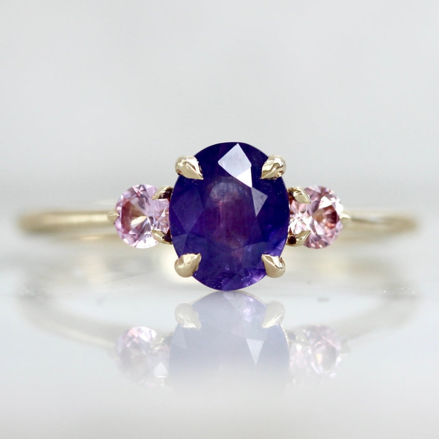 Crowd Pleaser Purple Oval Cut Opalescent Sapphire Ring