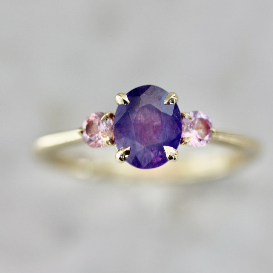 Crowd Pleaser Purple Oval Cut Opalescent Sapphire Ring