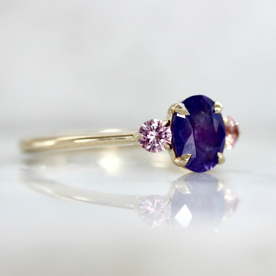 Crowd Pleaser Purple Oval Cut Opalescent Sapphire Ring