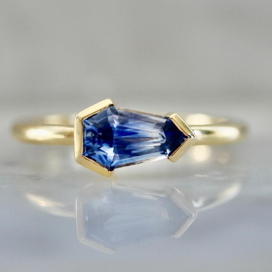 Crystal Shield Cut Sapphire Ring