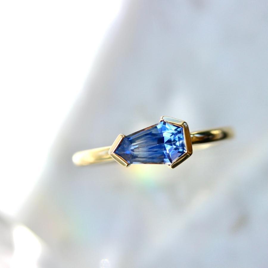 Crystal Shield Cut Sapphire Ring