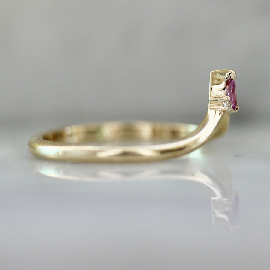 
            Cupid&#39;s Bow Pink Pear Cut Sapphire Stacking Ring