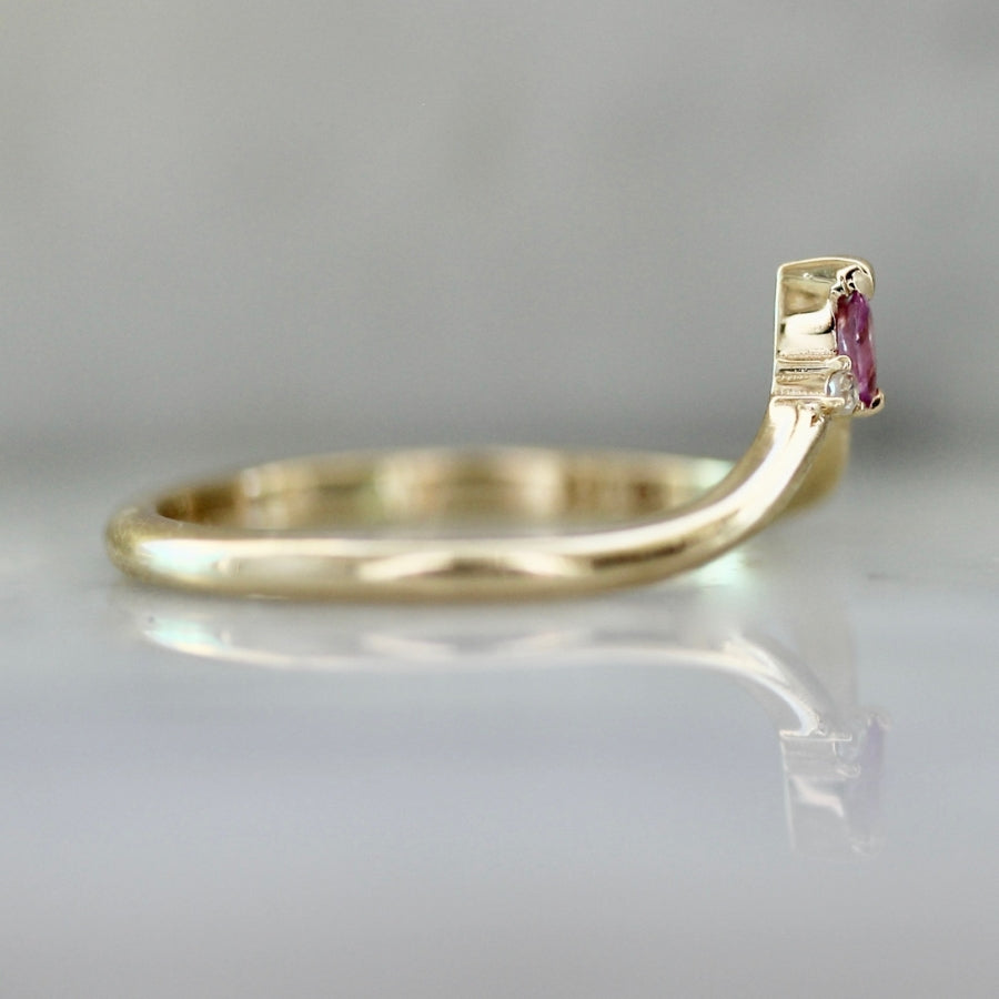 Cupid's Bow Pink Pear Cut Sapphire Stacking Ring
