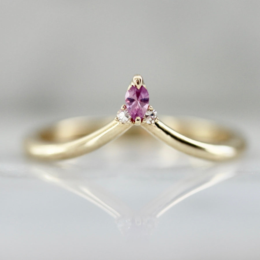 Cupid's Bow Pink Pear Cut Sapphire Stacking Ring