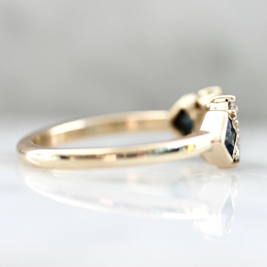 Double Dutch Blue-Green Princess Cut Sapphire & Diamond Ring