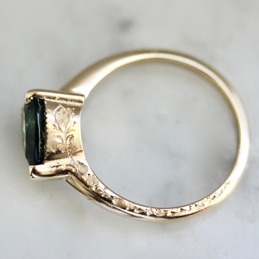 
            Dreams Underfoot Green Pear Cut Sapphire Ring