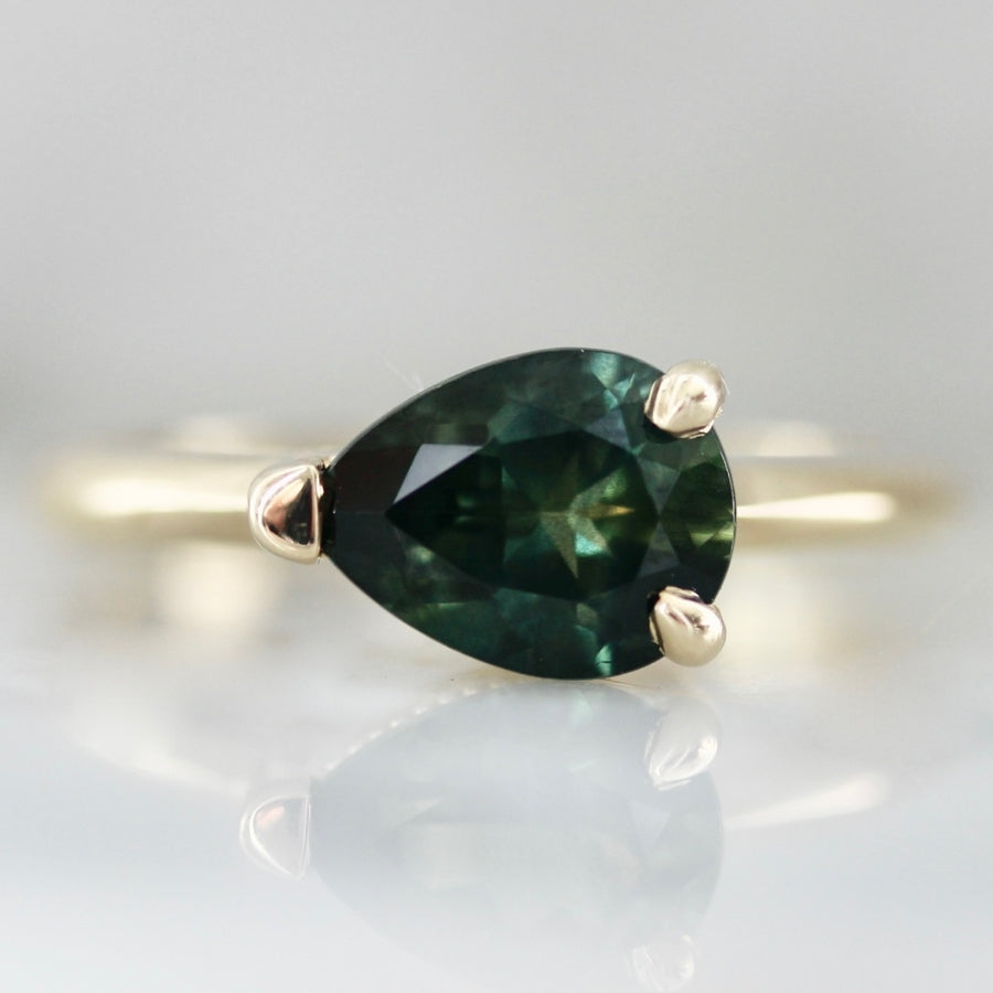 Dreams Underfoot Green Pear Cut Sapphire Ring