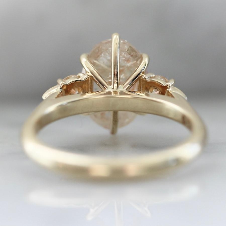 Dreamsicle Peach Icy Oval Rose Cut Diamond Ring