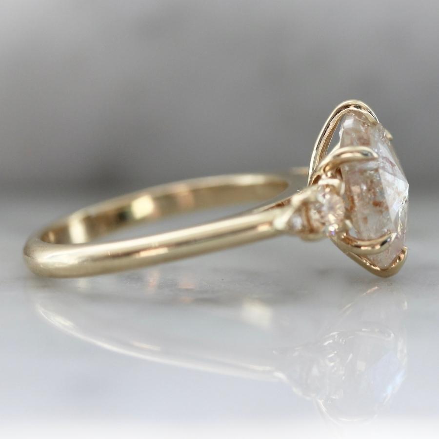 Dreamsicle Peach Icy Oval Rose Cut Diamond Ring