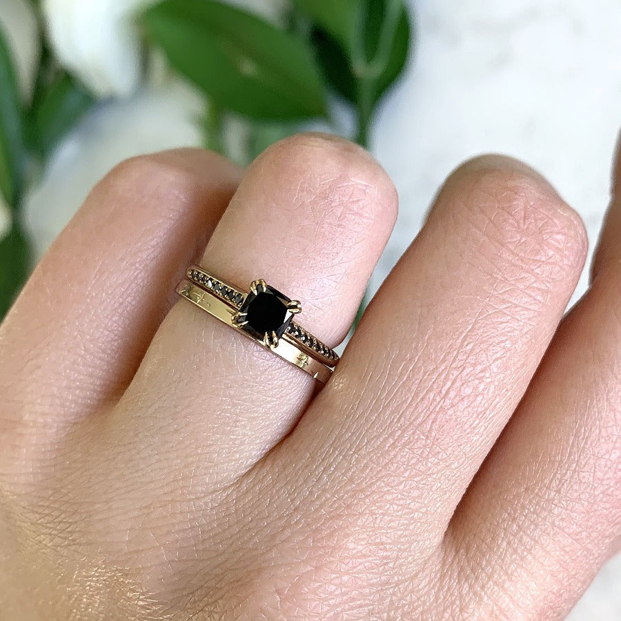 
            Blythe Cushion Cut Black Diamond Ring