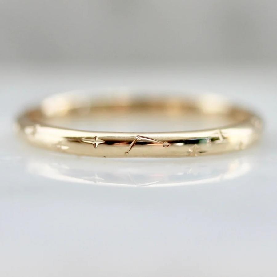 Equinox Moon and Constellation Engraved Gold Band