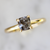 Raven Salt and Pepper Cushion Cut Solitaire Ring in Yellow Gold