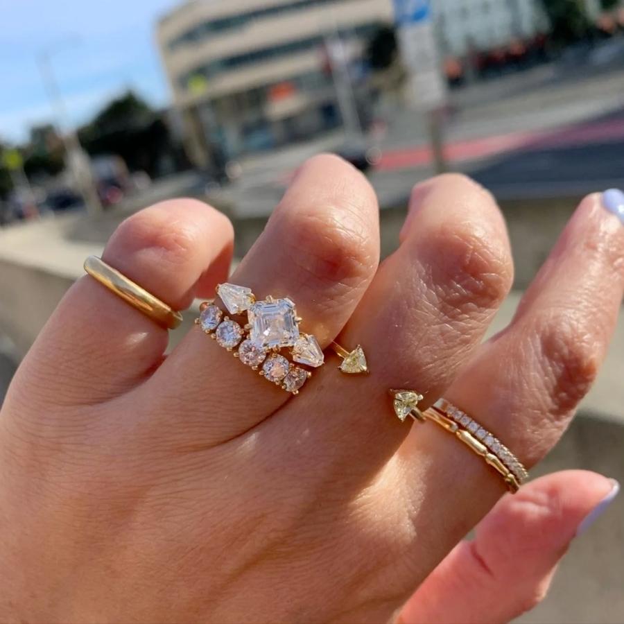 Fancy Yellow Trillion Open Cuff Diamond Band