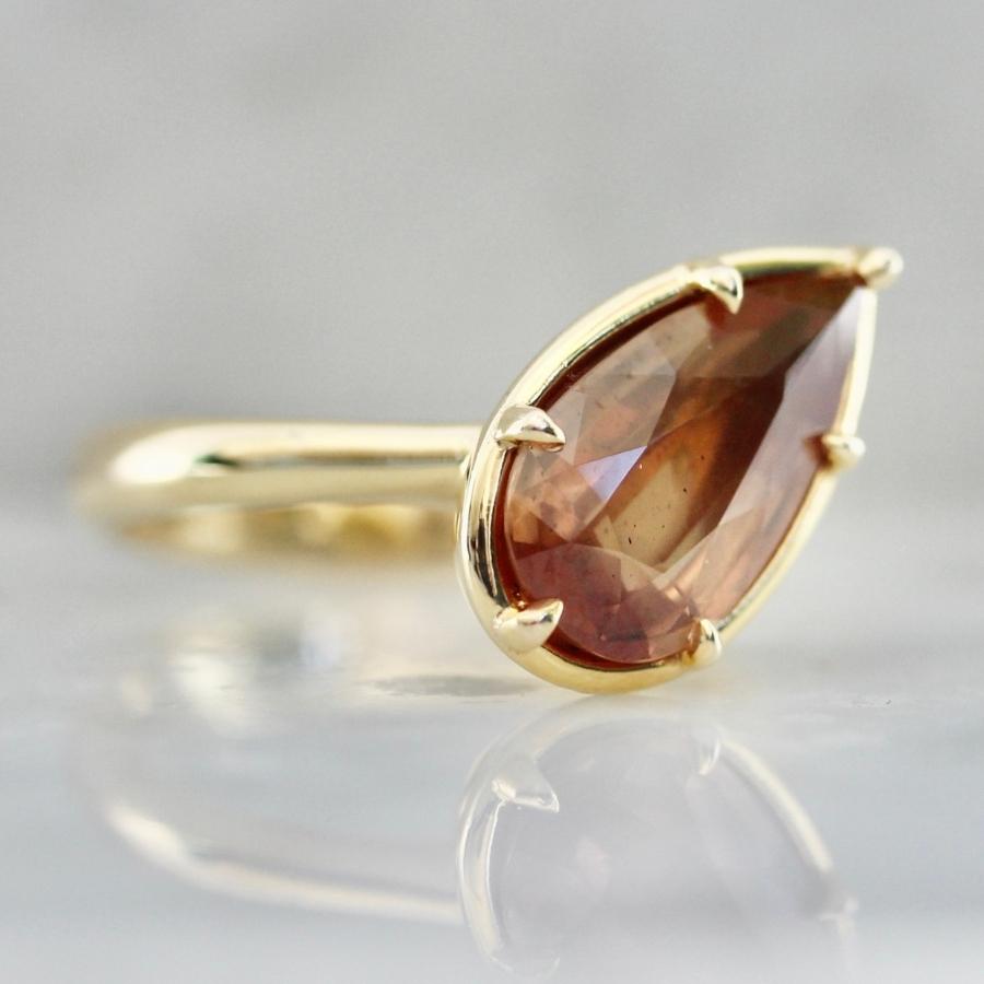 Florencia Orange Pear Cut Sapphire Ring